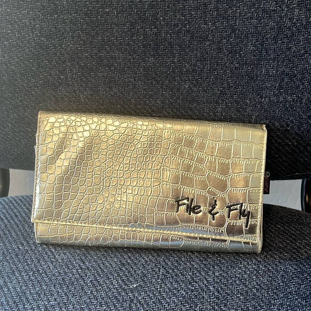 Gold travel document organizer clutch